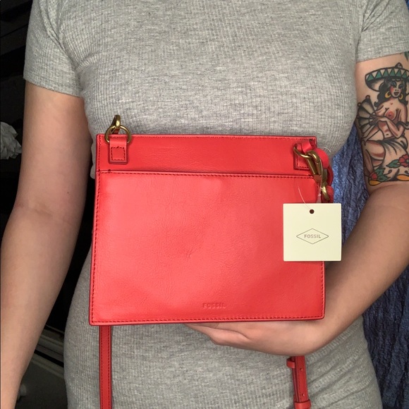 Fossil🌹Small Stevie Crossbody Brick Red - Picture 3 of 8